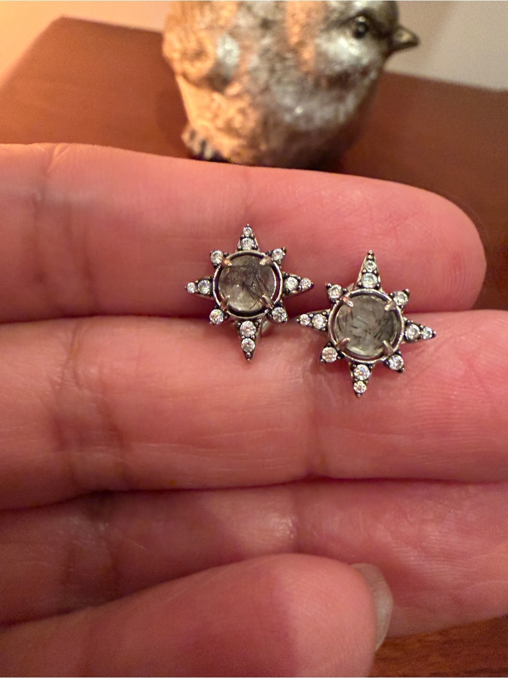 NADRI Holiday Star Sterling Silver Rutilated Quartz earrings